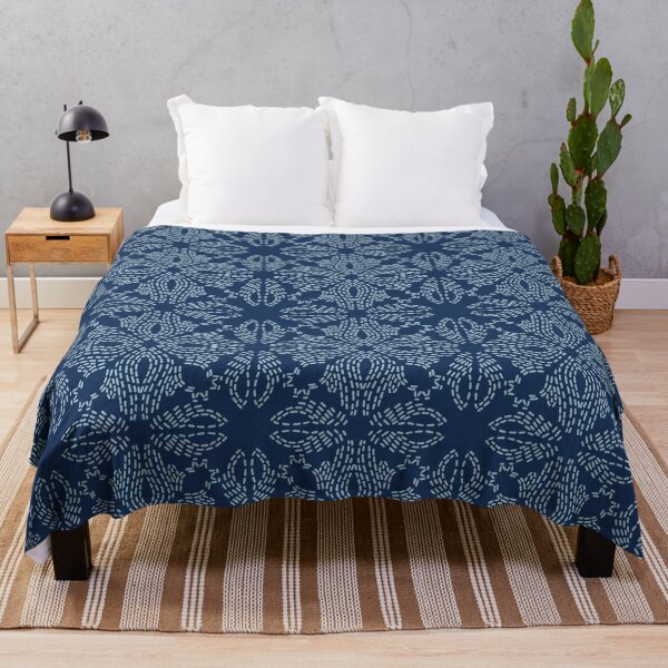 Item preview, Floral leaf motif sashiko style japanese needlework pattern designed and sold by Limolida.