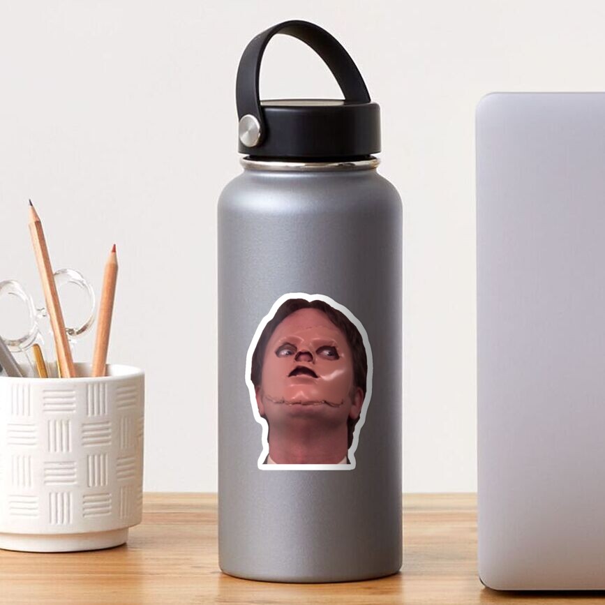 "the office dwight cut out dummy face" Sticker for Sale by