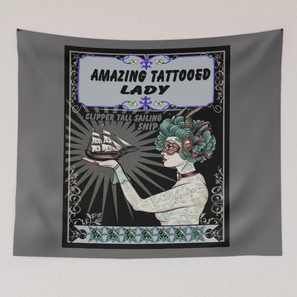 Item preview,  AMAZING TATTOOED LADY : Vintage Colorful Art Advertising  Print designed and sold by posterbobs.