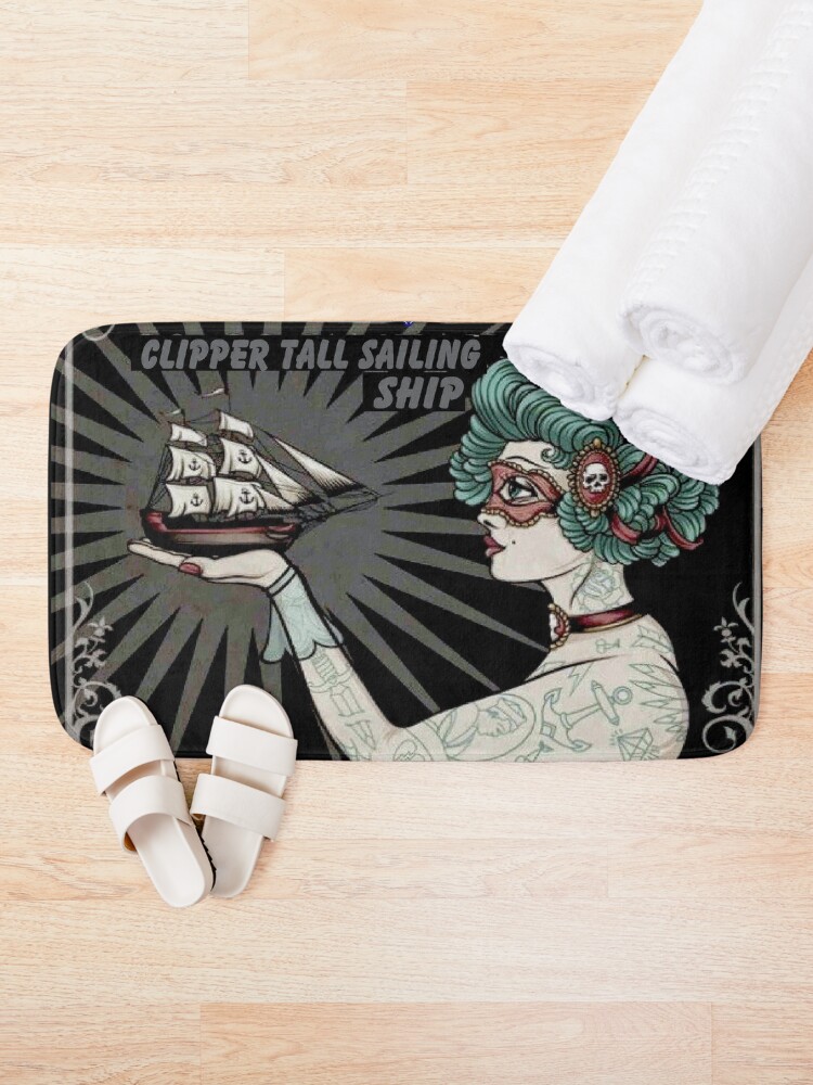 Alternate view of AMAZING TATTOOED LADY : Vintage Colorful Art Advertising Print Bath Mat