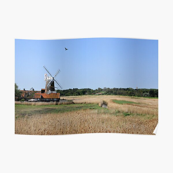 Cley Windmill with royal wedding bunting Poster