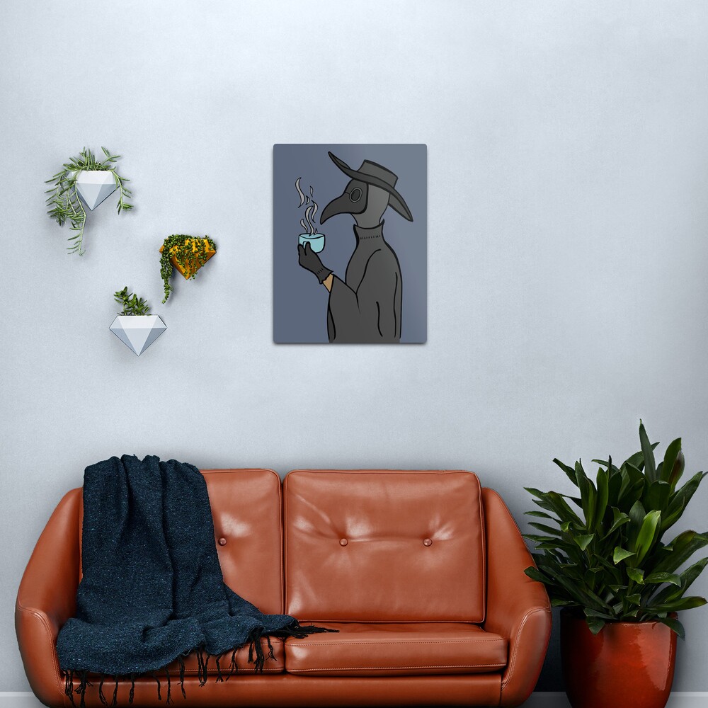 Plague Doctor Takes a Tea Break Metal Print