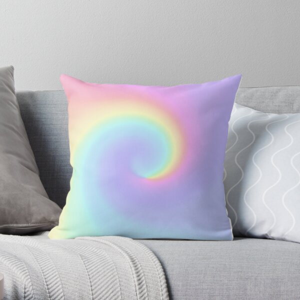 Light Pastel Rainbow Spiral Throw Pillow
