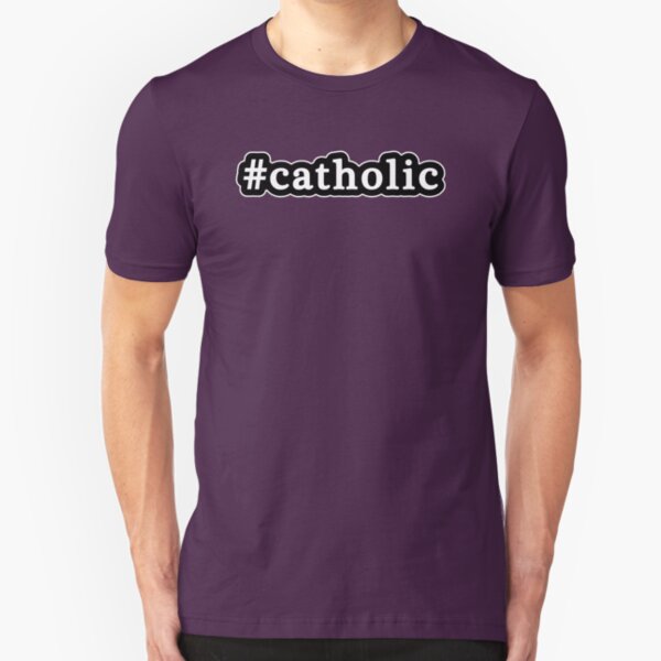 Catholic - Hashtag - Black & White Slim Fit T-Shirt