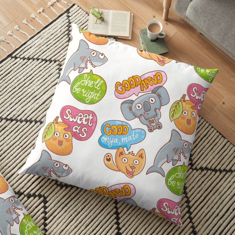 Another Day in Australia by AussiEmoji™ Floor Pillow