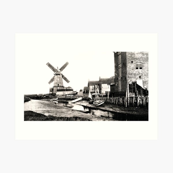 Cley Windmill sea port 1880s Art Print