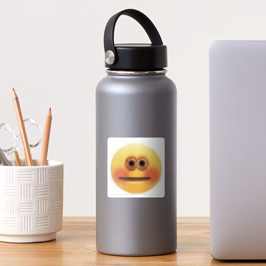 "blushing cursed emoji " Sticker by augustchown | Redbubble