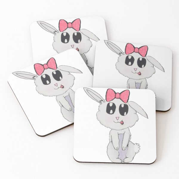 Item preview, Cute Fluffy Cartoon Bunny with Pink Plaid Bow designed and sold by World-of-Maegan.