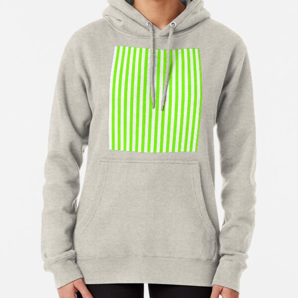 Rayures verticales vert chartreuse et blanc Sweat à capuche épais