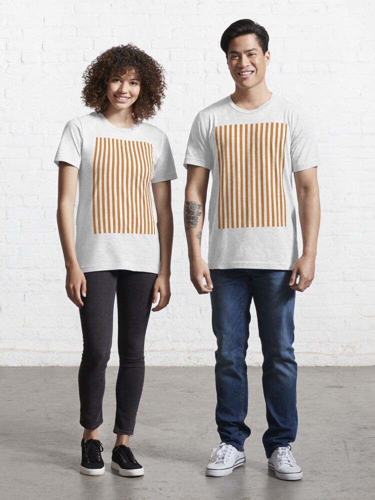 Ochre Brown and White Vertical Stripes