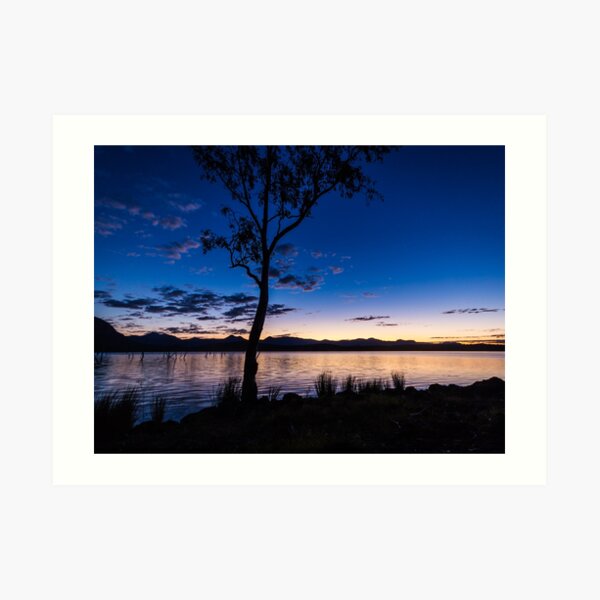 Dusk at the lake Art Print