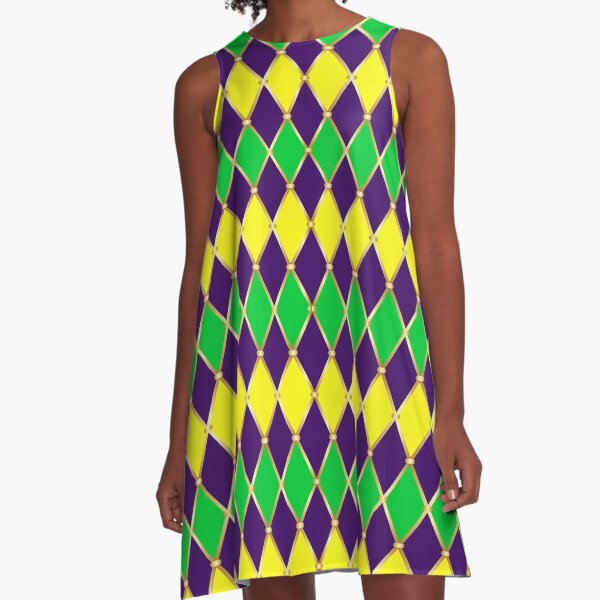 Harlequin Mardi Gras A-Line Dress