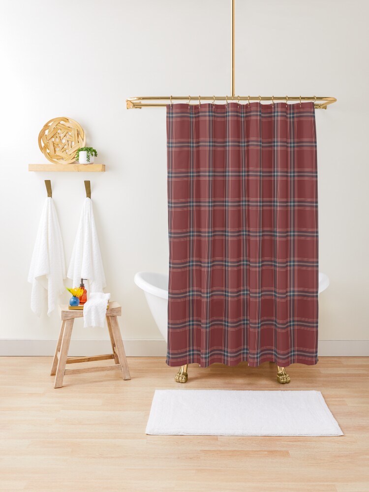 navy and tan shower curtain