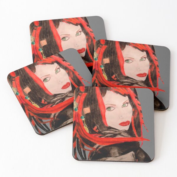 Item preview, Goth Beauty with Red Dreadlocks designed and sold by TrixieHart.
