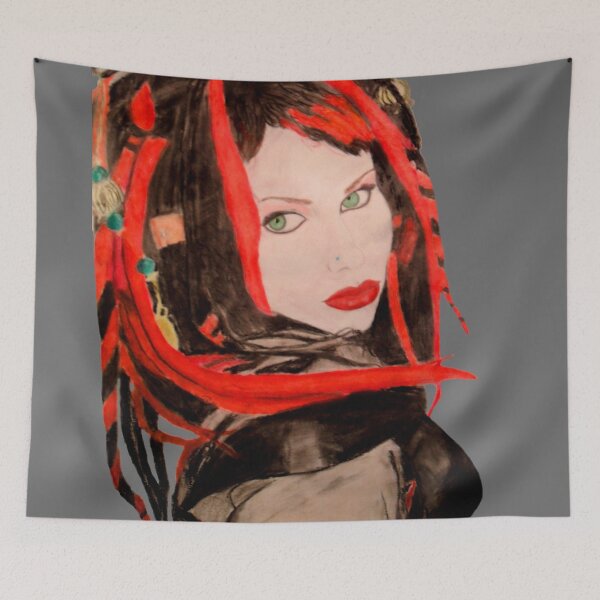 Item preview, Goth Beauty with Red Dreadlocks designed and sold by TrixieHart.