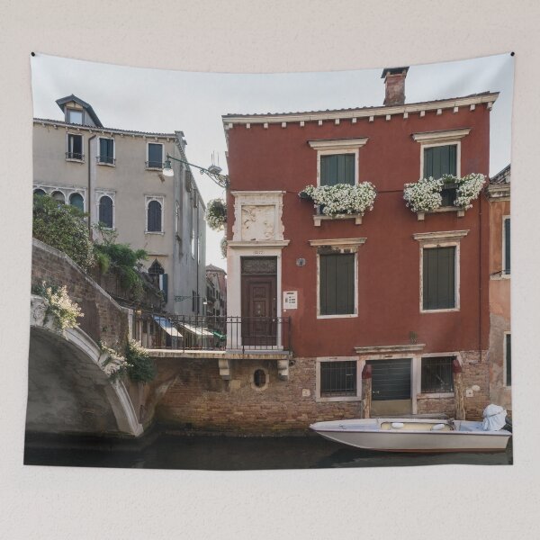 Item preview, Classic Venetian - Traditional Houses Canal Bridge and a Motorboat  designed and sold by Georgia Mizuleva.