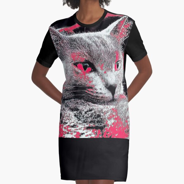 KATZENPORTRAIT ABSTRAHIERT T-Shirt Kleid