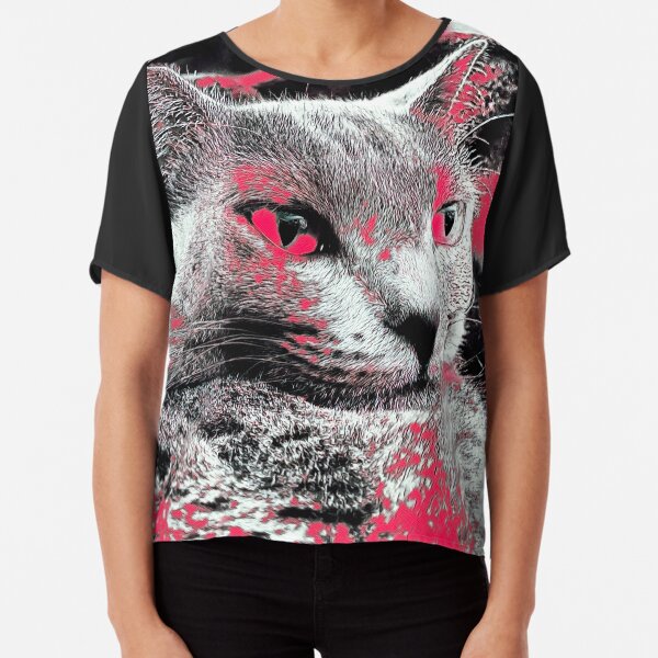 KATZENPORTRAIT ABSTRAHIERT Chiffon Top
