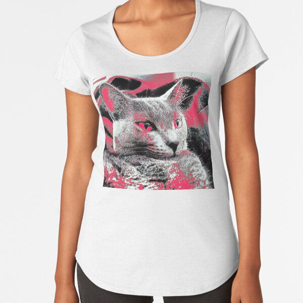 KATZENPORTRAIT ABSTRAHIERT Premium Rundhals-Shirt