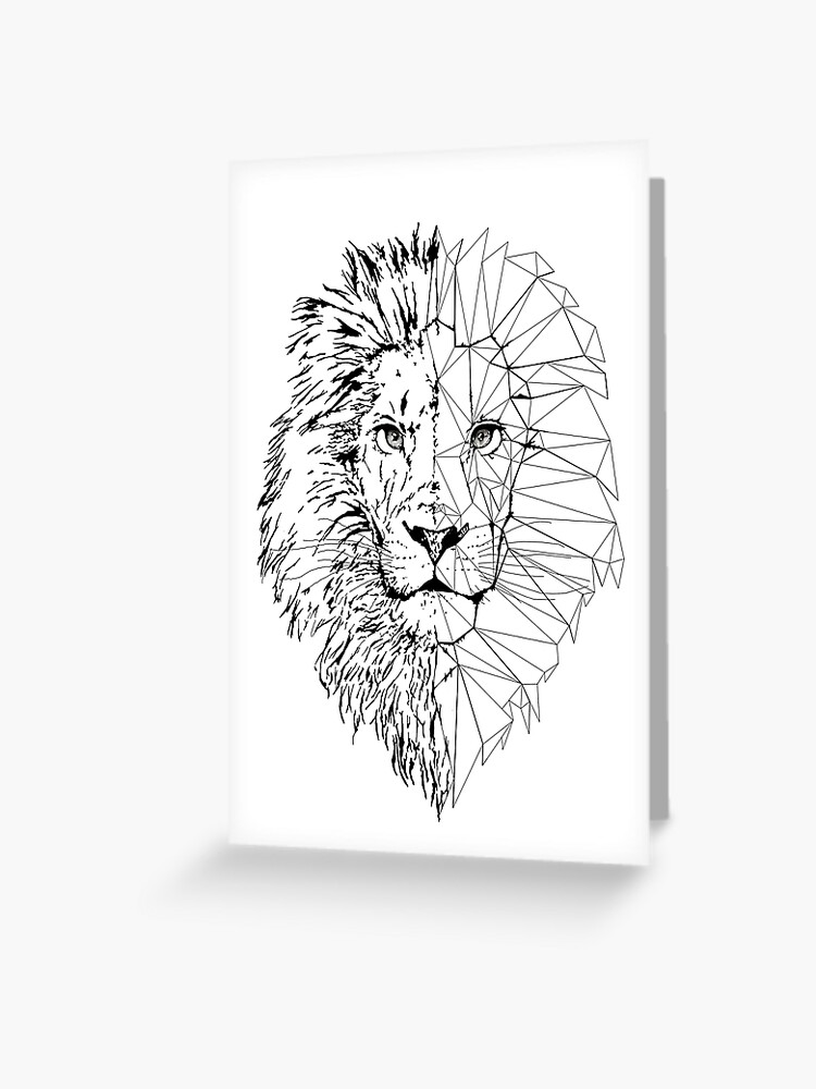 Geometric Lion Greeting Card By Vegaplc Redbubble