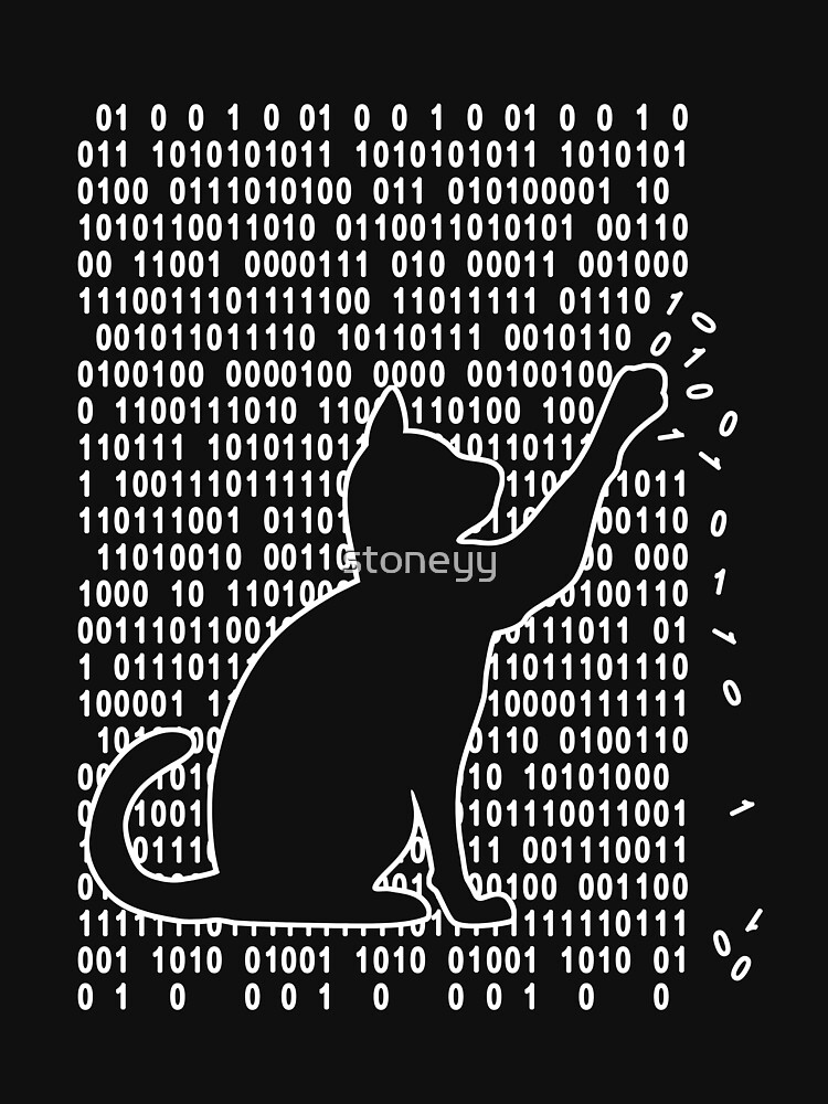 Thumbnail 7 von 7, Essential T-Shirt, Lustige Katze spielt mit Binärcode designt und verkauft von stoneyy.