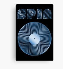 Spin - Vinyl LP Record & Text - Metallic - Blue Canvas Print