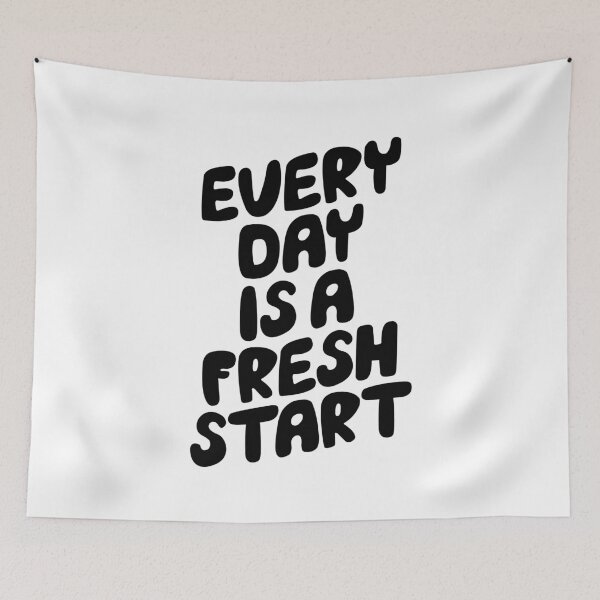 Item preview, EVERDAY IS A FRESH START black and white hand lettered motivational typography inspirational home wall bedroom decor designed and sold by MotivatedType.