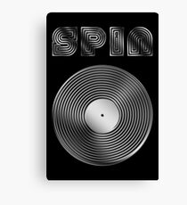 Spin - Vinyl LP Record & Text - Metallic - Steel Canvas Print