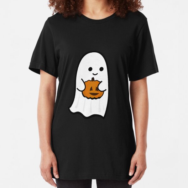 Cute Ghost's Jack o' Lantern Slim Fit T-Shirt