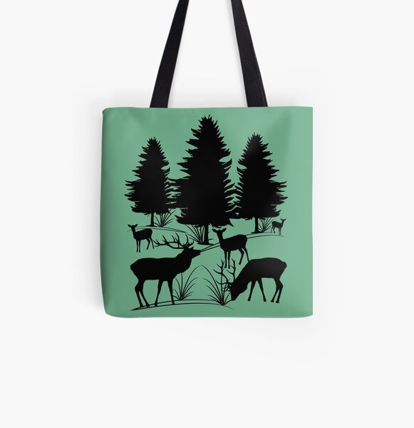 Hirsche, Rehe, Rotwild, Damwild, Hirsch, Rehbock, Reh, Wald Allover-Print Tote Bag
