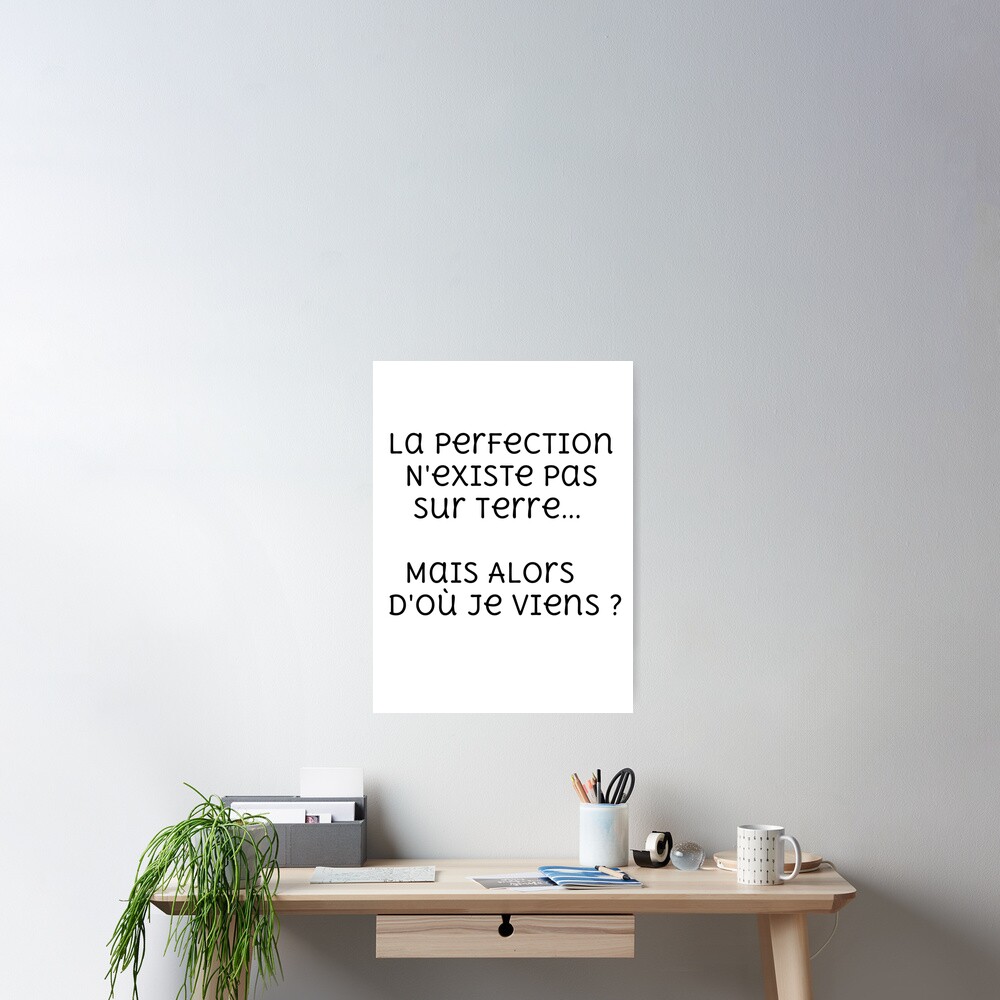 Poster La Perfection N Existe Pas Sur Terre Mais Alors D Ou Je Viens Par Hamzaltg Redbubble