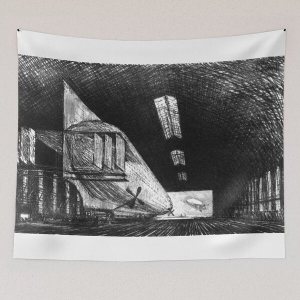 Item preview, In the Zeppelin Shed, Leipzig - Joseph Pennell - 1914 designed and sold by CrankyOldDude.