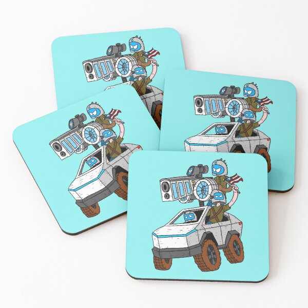 Item preview, tesla cybertruck rebels. cartoon electric armored car.  designed and sold by JJadx.