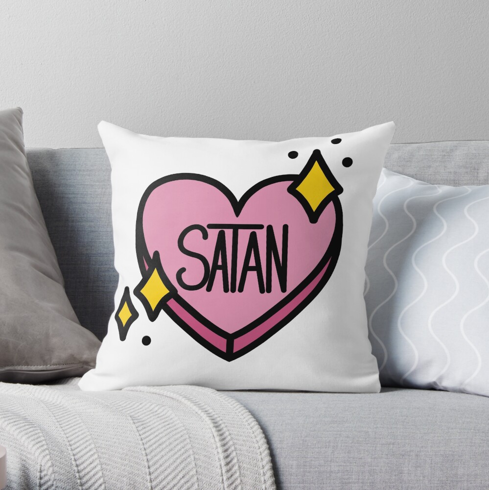Pink Satan Heart With Stars Throw Pillow