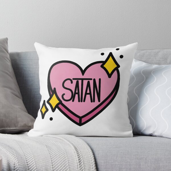 Pink Satan Heart With Stars Throw Pillow