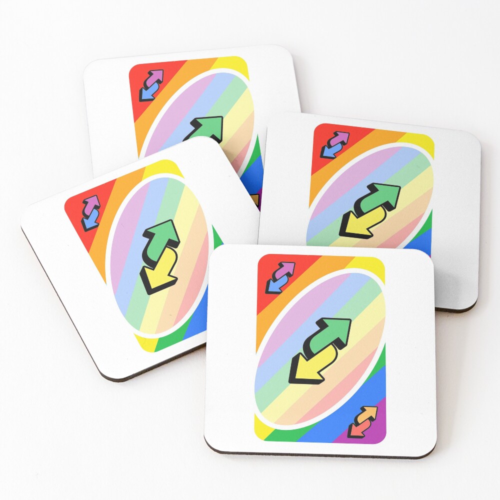 Lgbtq Uno Reverse Card Gay Coasters Set Of 4 By Marsh Mall0ws Redbubble