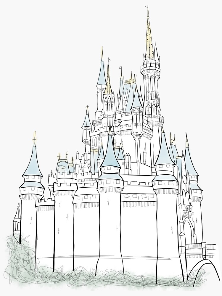 "Cinderella’s Castle Sketch" Sticker by jks327 | Redbubble