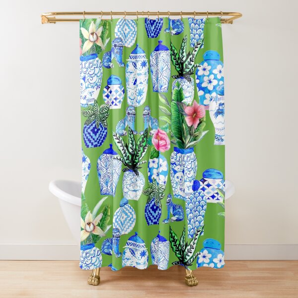 Organic Chinoiserie Shower Curtain