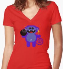 MUNKEY 4 (Cute pet has a bomb and its alight!) Women's Fitted V-Neck T-Shirt