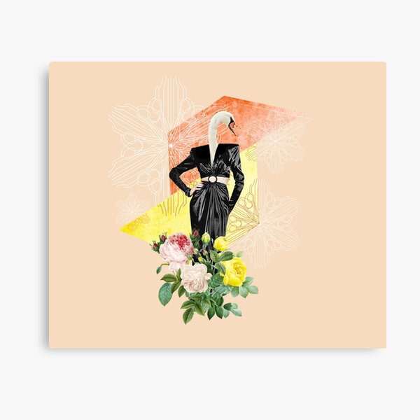 Woman-swan with roses and geometric shapes - flower credit: vecteezy.com Canvas Print