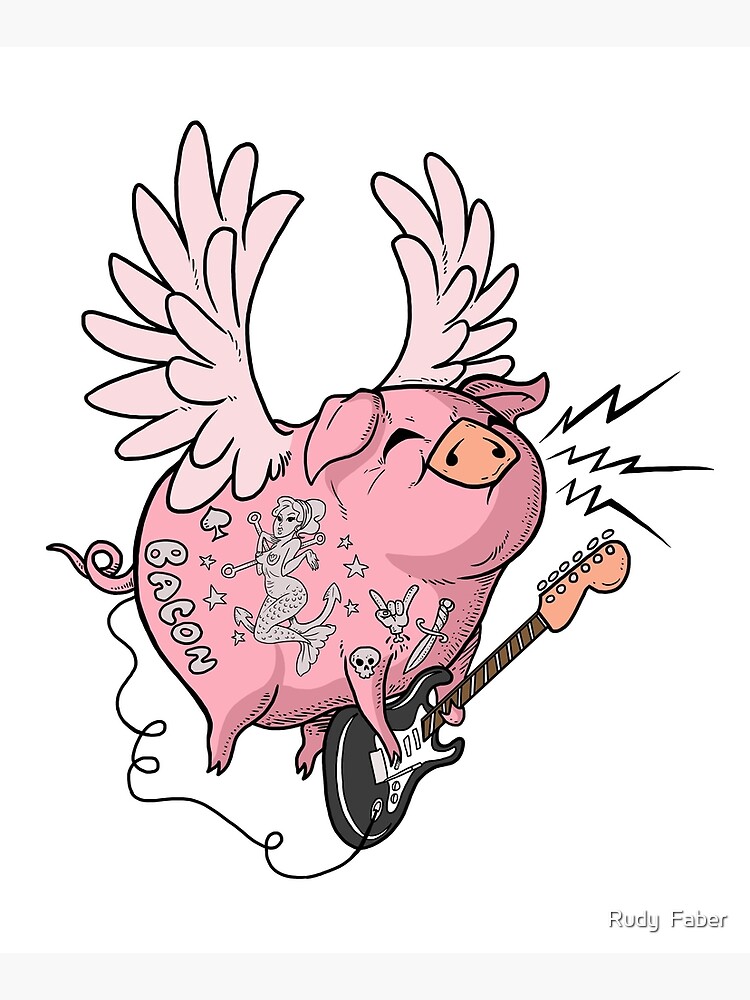 Pigs Rock! - Flying pig playing guitar by rudyfaber