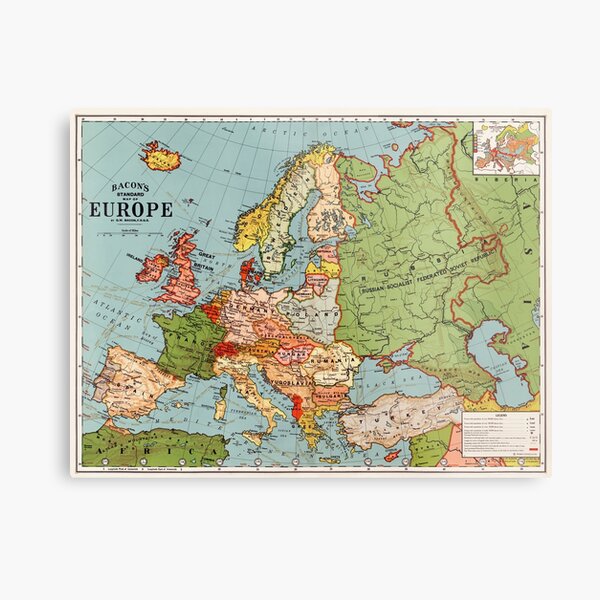 Item preview, Vintage Europe Map (1920's Post-WW1 Era) designed and sold by knightsydesign.