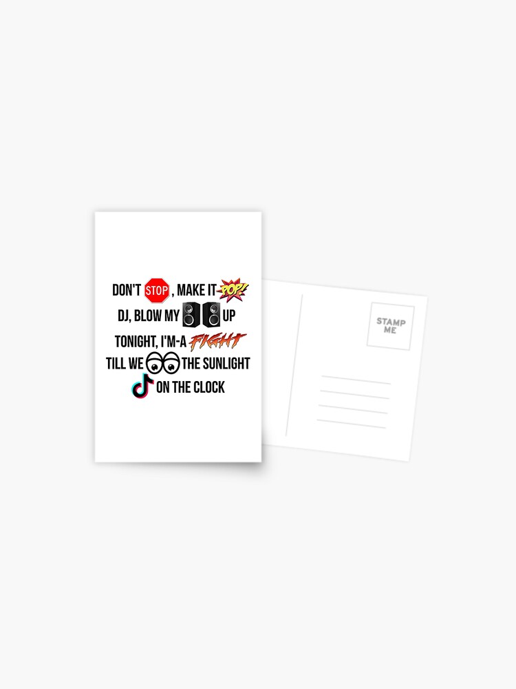 Funny Kesha Tik Tok Lyrics Postcard By Blankasdesigns Redbubble