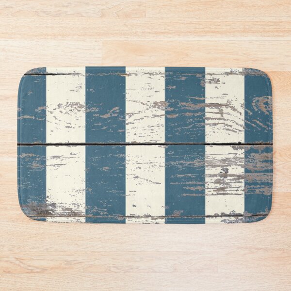 Item preview, Preppy Woodgrain Beach Nautical Navy Blue and White Stripe  designed and sold by LEILA ART SPACE.