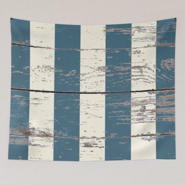 Item preview, Preppy Woodgrain Beach Nautical Navy Blue and White Stripe  designed and sold by LEILA ART SPACE.