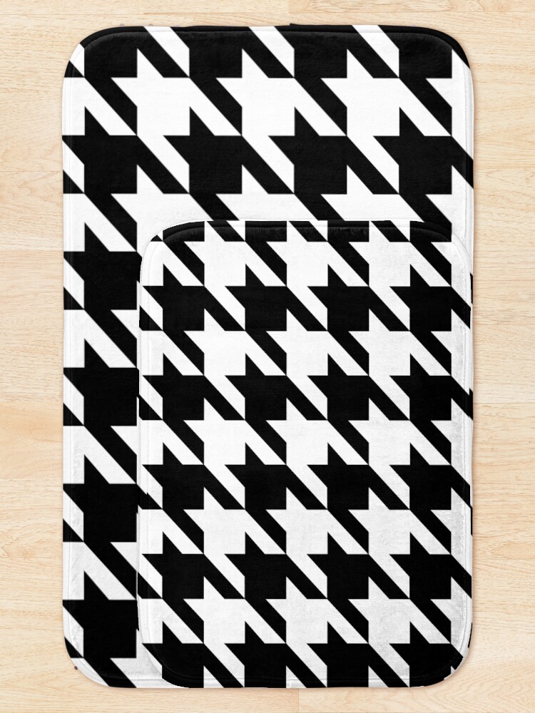 Alternate view of Hip geometric pattern trendy black and white Houndstooth Bath Mat