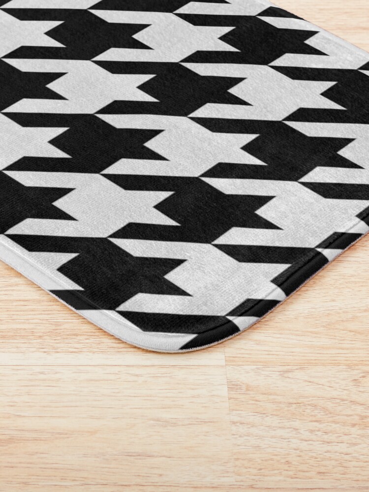 Alternate view of Hip geometric pattern trendy black and white Houndstooth Bath Mat