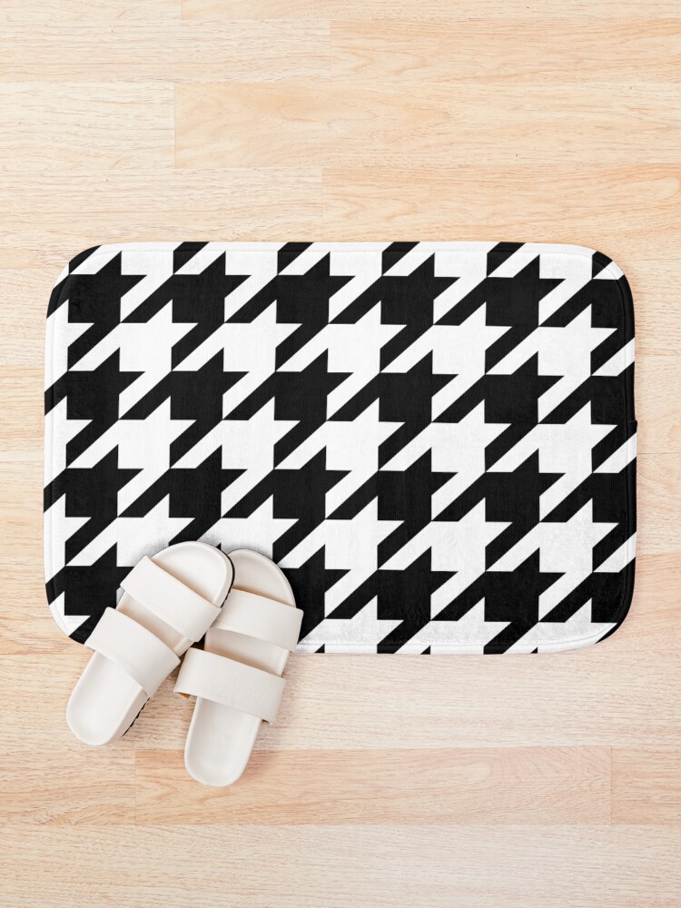 Alternate view of Hip geometric pattern trendy black and white Houndstooth Bath Mat