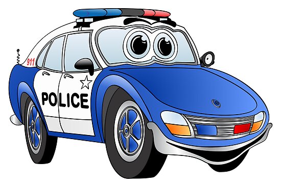 "Blue and White Police Car Cartoon" Poster by Graphxpro | Redbubble