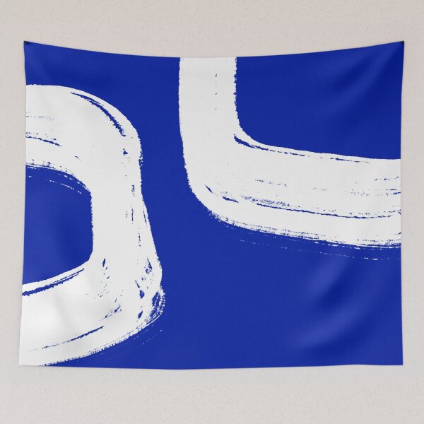 Item preview, Bright Blue and White Painted Modern Minimalist Abstract  designed and sold by kierkegaard.